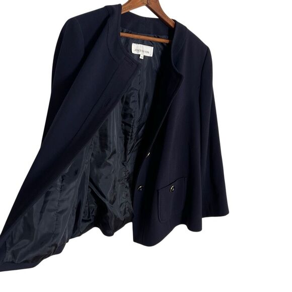 Jones New York Collarless Button Front Lined Blazer Jacket Navy Blue Size 14W - Picture 4 of 9